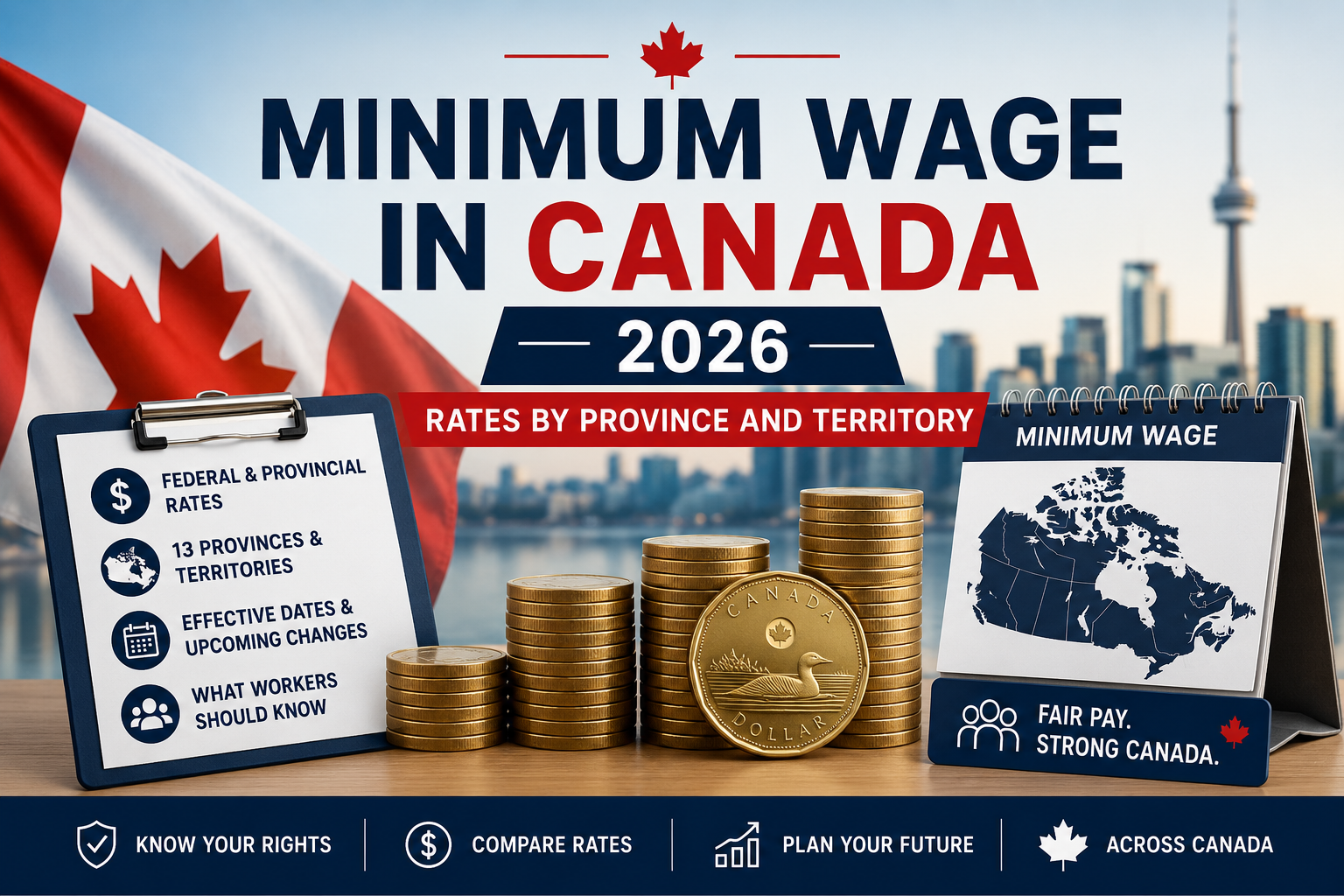 Minimum wage in Canada in 2026 with provincial and territorial wage rates