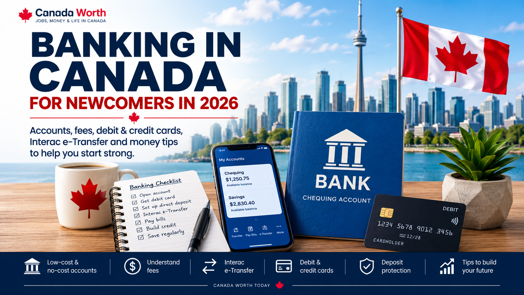 Banking in Canada for newcomers in 2026 with bank account, debit card and money management tools