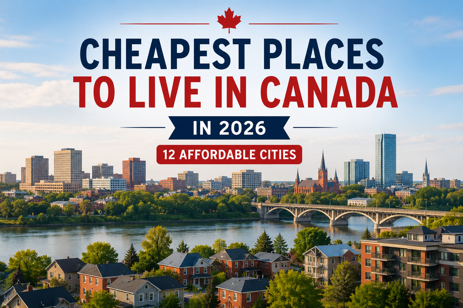 Affordable Canadian city representing the cheapest places to live in Canada in 2026