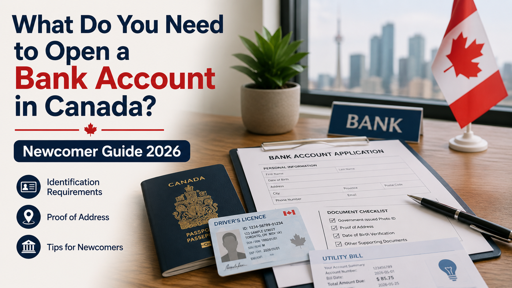 Newcomer opening a bank account in Canada with identification documents